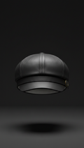 Structured Leather Baker Boy Cap